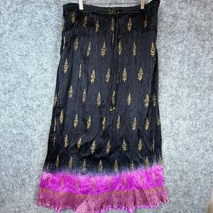 Vintage Xpressions Maxi Skirt Women Black Dark Boho Funky Ombre Drawstring Waist